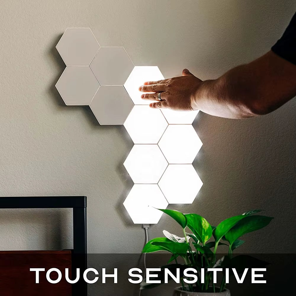 Hexagon Wall Light Wall Mounted Remote Control Touch Sensitive DIY Geometric Modular Assembled USB Power RGB Led Colorful Light