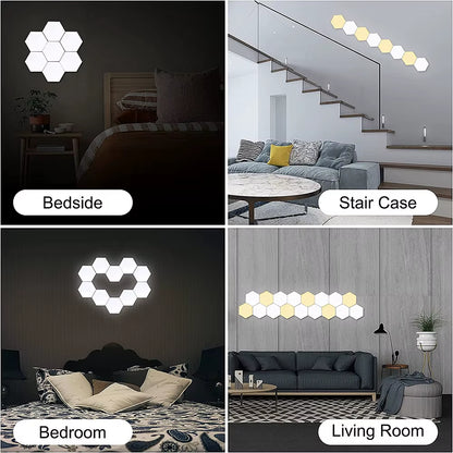 Hexagon Wall Light Wall Mounted Remote Control Touch Sensitive DIY Geometric Modular Assembled USB Power RGB Led Colorful Light